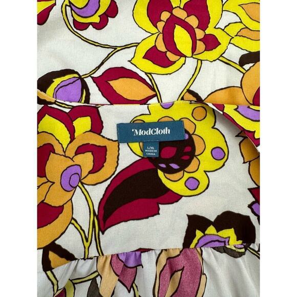 ModCloth Certainly Styled White Floral Kimono Size L/XL - Picture 8 of 9